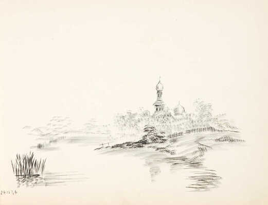 Расторгуев Сергей Николаевич. Альбом с пейзажами южного города, портретами и юмористическими зарисовками. 26 листов.